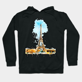 Paris Eiffel tower watercolor painting Hoodie